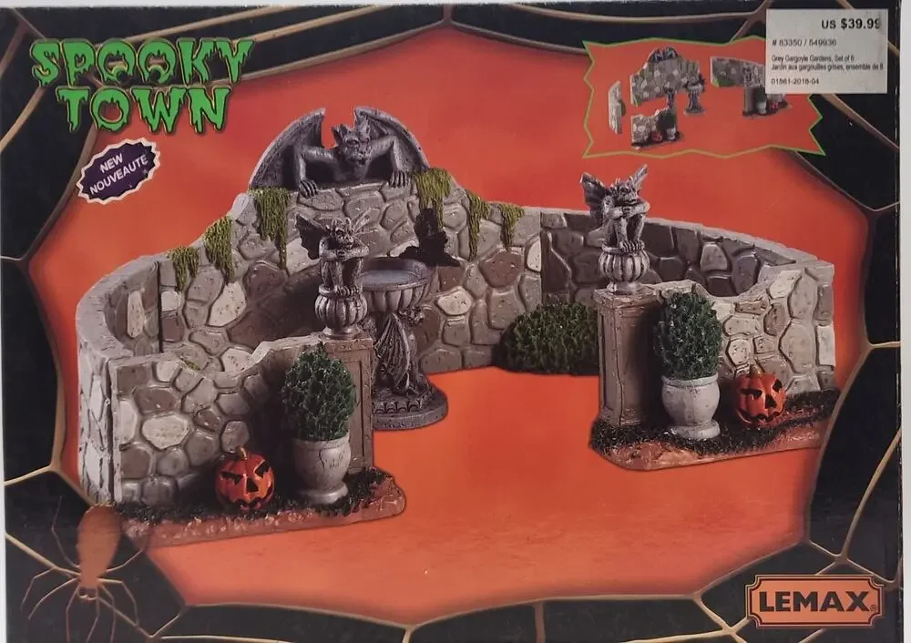 Lemax 2024 Grey Gargoyle Gardens Spooky Town #83350 Haunting Rock Wall Gargoyles